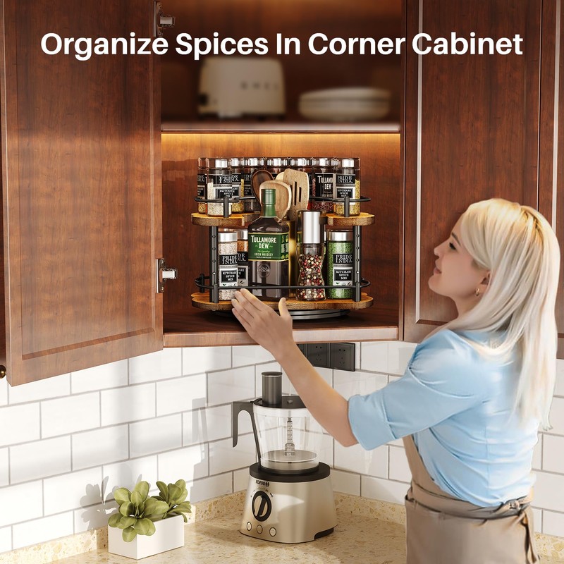 Lazy Susan Organizer Spice Rack - Spice Organization for Cabinet