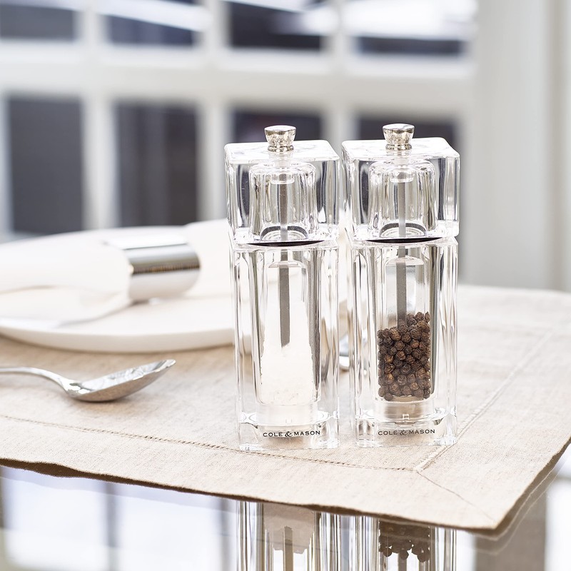 Cole & Mason Small Square Acrylic Salt Mill 14.5 cm