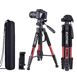 74" Heavy Duty Tripod Stand for Cameras, Cell Phones, Projectors, Webcams, Spotting Scopes, Portable Tall Tripod Perfect for Phone/Camera Photography/Live Stream/Vlogging(Red)
