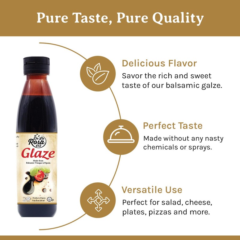 De La Rosa Balsamic Glaze, Vegan, KOSHER FOR PASSOVER, Non-GMO