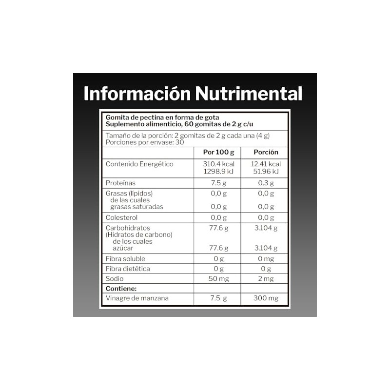 Gomitas de Vinagre de Manzana 60 piezas Suplemento Alimenticio