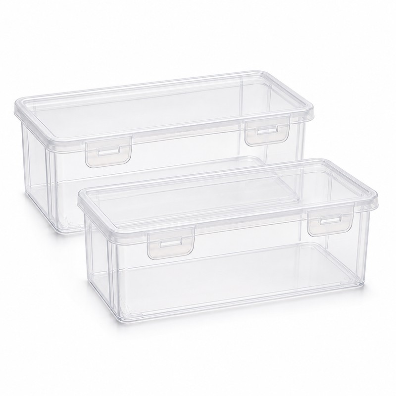 2-Pack Transparent Pencil Boxes for Art & School Supplies –