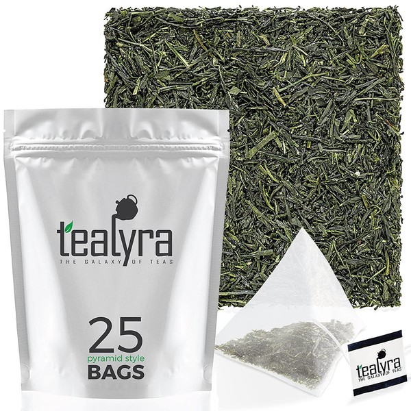 Tealyra - Gyokuro Kokyu Premium - 25 Bags - Japanese Green Loose Leaf Tea - Pyramids Style Sachets