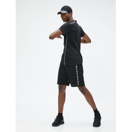 Koton Men's Sports Shorts Drawstring Slogan Printed Pocket Detail, Black (999), M