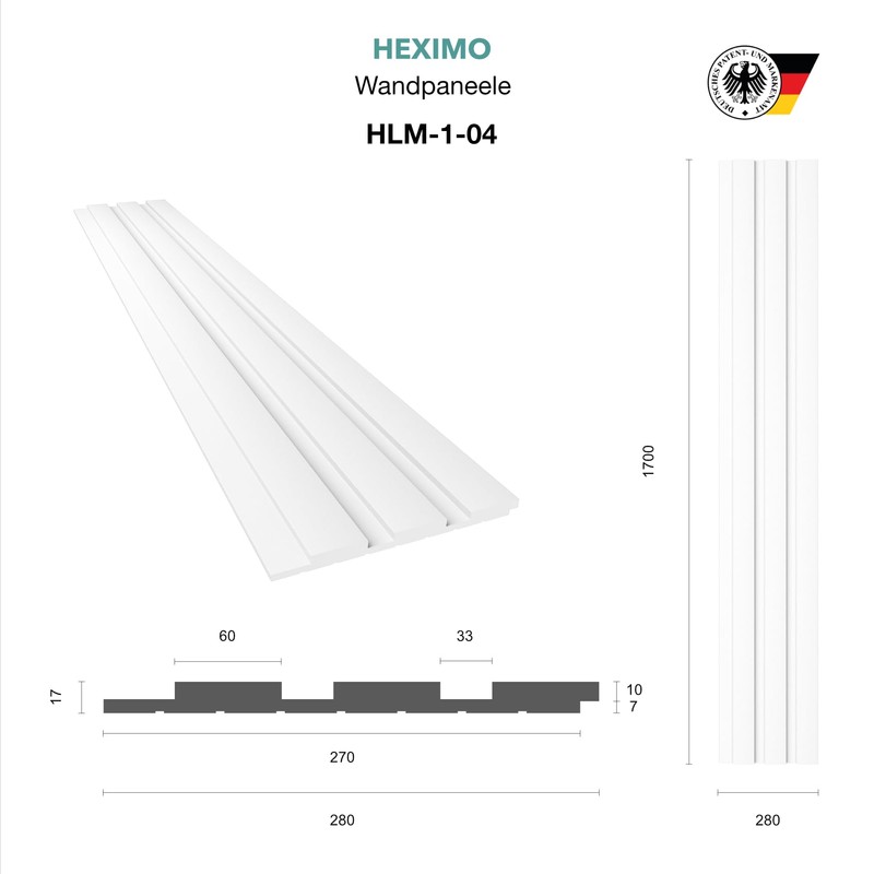 HEXIMO Slat Wall (0.46 m²) Made of XPS - Slats