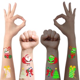 Christmas Tattoos for Kids 16 Sheets, Christmas Stocking Fillers for Boys and Girls, Xmas Eve Box Fillers, or Temporary Tattoos for Christmas Party Bag Fillers