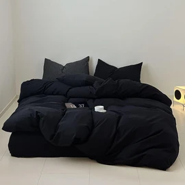 Luxlovery Black Comforter King Men Pure Black Bedding Set Durable Quilts Blanket Soft Breathable Lightweight Fluffy King Size Comforter Set Women Men