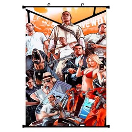 GTA 5 Grand Theft Auto Cool Large Framed Poster with hooks 24x36 INCH for gamer 90x60cm