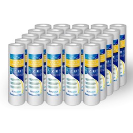 Sediment Water Filter Cartridge by Ronaqua 10"x 2.5", Four Layers of Filtration, Removes Sand, Dirt, Silt, Rust, made from Polypropylene (25 Pack, 5 Microns)