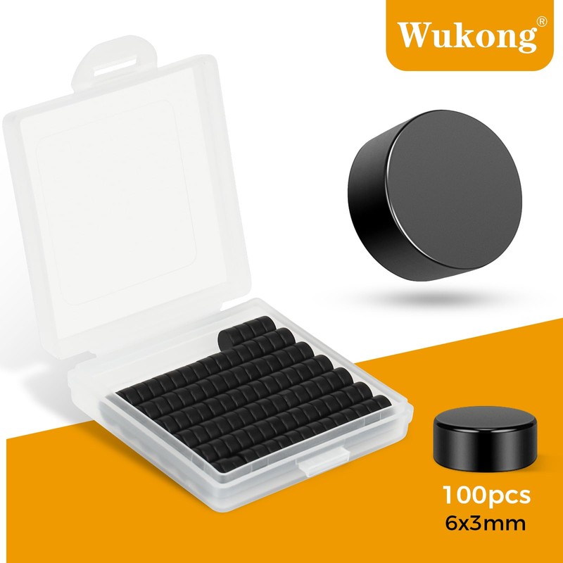 Wukong Black Small Magnets 6mm X 3mm | 100 Pack,