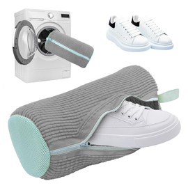 Pomeney Laundry Shoe Bag for Washing Machine, Suitable for Most Shoe Types, Shoe Laundry Bag, Invisible Zipper to Protect Washing Machine, Reusable Shoe Laundry Bag for Washer and Dryer (Gray 1pcs)