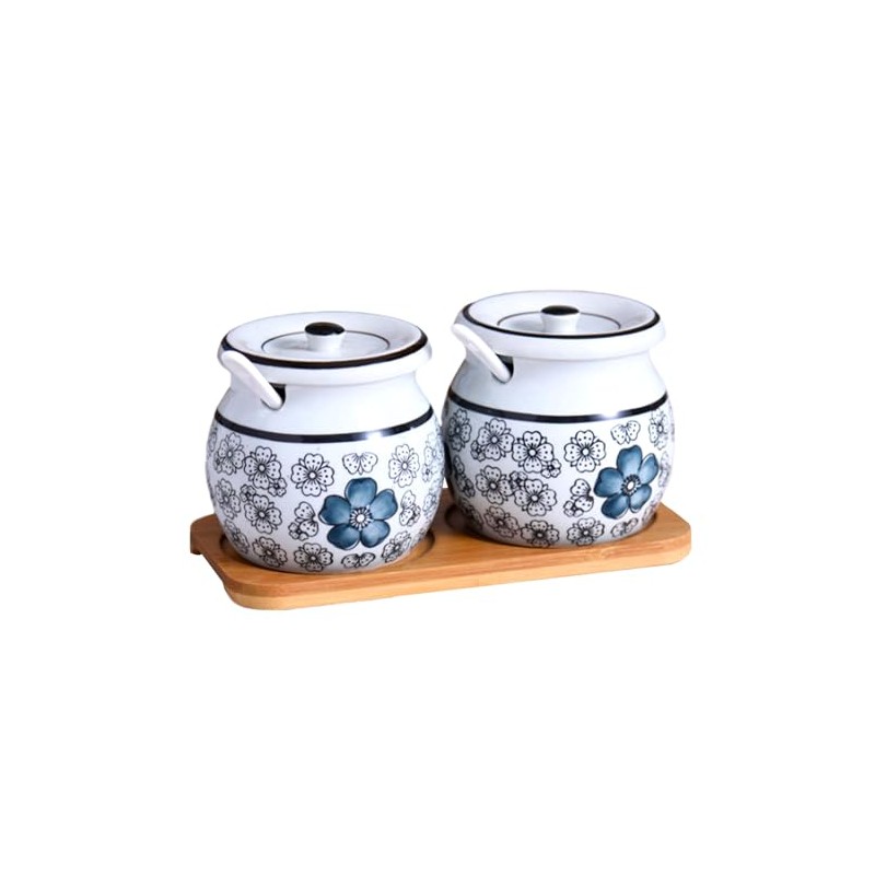JunHa Rustic Elegant 2 Count Ceramic Spice Jar Set with