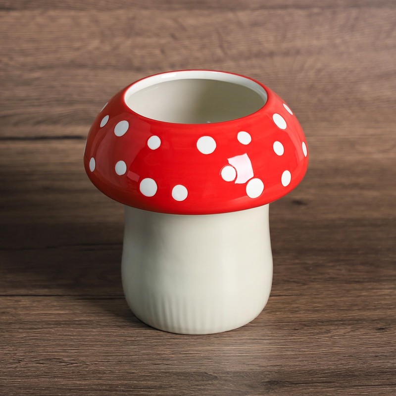 Bicuzat Mushroom Shaped Ceramic Kitchen Utensil Holder, Large Cooking Utensil
