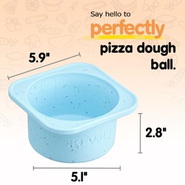 KEVJES 1000ml PLUS Pizza Sourdough Proofing Containers with Air-tight Lids for DIY family Artisan Pizza,Bread,Bagel-Food Grade Silicone -Dishwasher Safe-2 Pack (Aqua-Sprinkles Pattern)