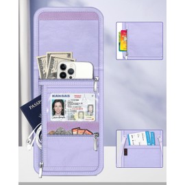 Fintie Travel Neck Pouch Passport Holder, Holds 5 Passports, RFID Blocking Adjustable Neck Strap Neck Wallet for Women Men, Multi-Pockets Skin-Friendly Travel Wallet, Violet