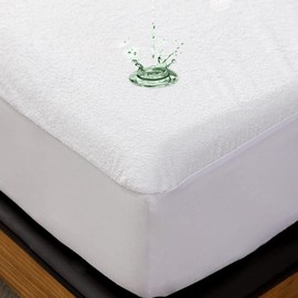 100% Waterproof Mattress Protector, Short Queen Size - 12 Inch Deep Pocket, Extra Soft 100% Cotton Terry Surface - Fitted Style Mattress Protector Cover, White Solid