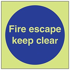 V Safety 18004AF-G'Fire Escape Keep Clear' Sign, Square, 100 mm x 100 mm (Pack of 3)
