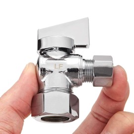 Minimprover 2 Pack Premium Lead Free Brass ( 1/2" Nominal Comp) 5/8" OD Comp x 3/8 Inch OD Compression Quarter Turn Water Angle Stop Valve Shut Off