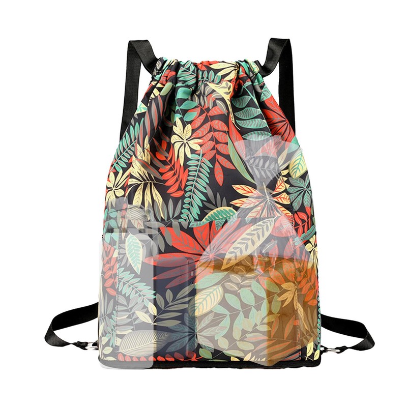 Foldable Drawstring Backpack,Foldable Sports Backpack Waterproof Drawstring Bag | Large