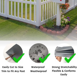 118in x 14in Post Wrap Waterproof Protector – Heavy-Duty Post Sleeve for Wood Fence Posts, Fits 4"x4" to 6"x6" Square & 3" to 7" Round Posts – Durable Post Wrap with Cut-to-Fit Design (Black)
