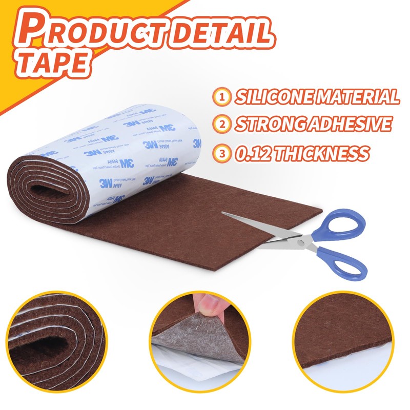 VOCOMO Felt Furniture Pads, Heavy Duty Felts Strip Roll with