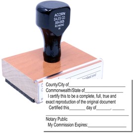 Notary Certified Copy Stamp, Uses Stamp Pad, Certified True Copy Stamp for Notary Use, Uses Stamp Pad, Wooden Handle Rubber Stamp