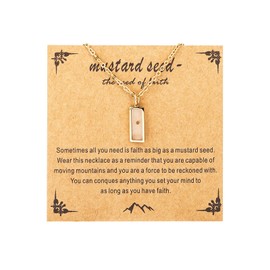 Pingyongchang Faith God Pendant Necklace for Women Men Dainty Gold Silver Plated Stainless Steel Choker Tiny Move Mountains Mustard Seed Charm Choker Christian Baptism Birthday Jewelry Gift-C Gold