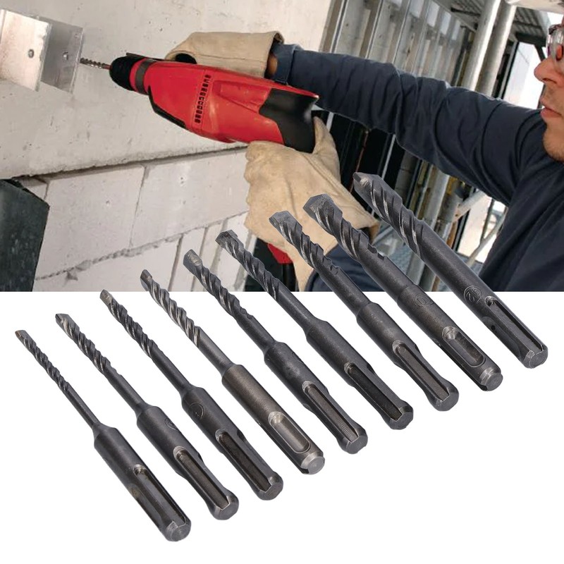 Masonry Drill Bit Set Carbide Tip Rotary Hammer Tool for