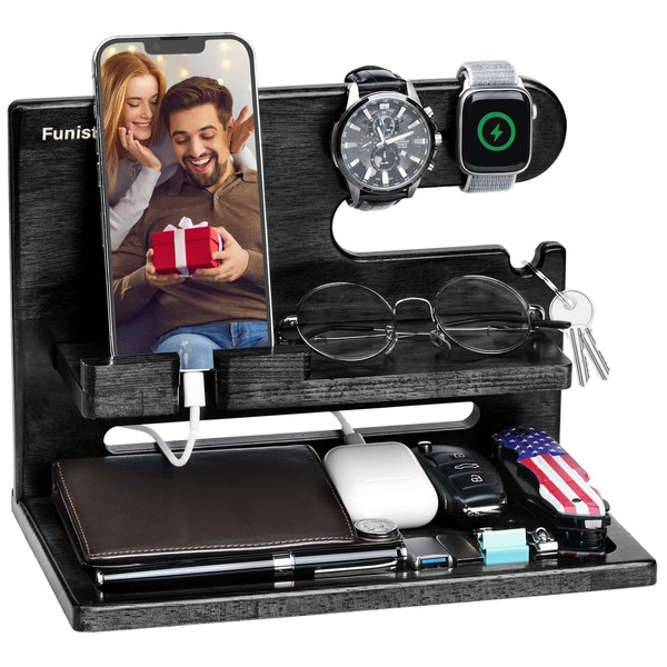 Birthday Gifts for Men, Wood Phone Docking Station for Men,