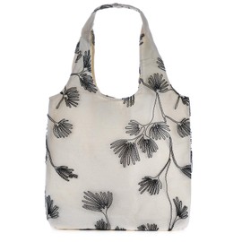 Women Lace Embroidery Shoulder Handbag Aesthetic Butterfly Flowers Canvas Tote Purse Travel Shopping Beach Working Hobo Bag