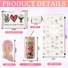 Golf Gifts for Women, Unique Gifts for Golf Players, Birthday Gifts Ideas for Golf Lover Friends Sister Mom, Golf Inspirational Gifts Coach Gifts Set with Glass Cup