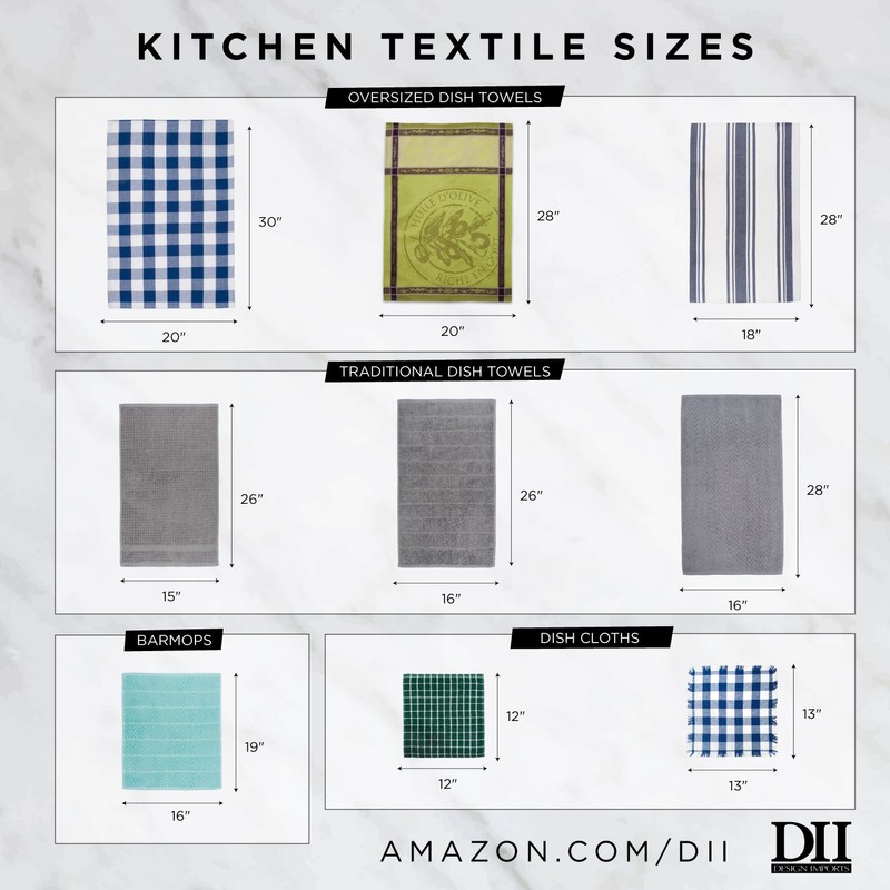 DII Cleaning Collection Soft Highly Absorbent Microfiber, Dishcloth Set, 12x12,