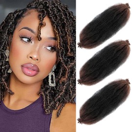 Springy Afro Twist Hair 16 Inch 3 Packs, Afro Twist Hair Pre Fluffed Spring Twist Hair Pre Separated Wrapping Hair for Soft Locs Hair Extensions (16 Inch (Pack of 3), 1B/30#)