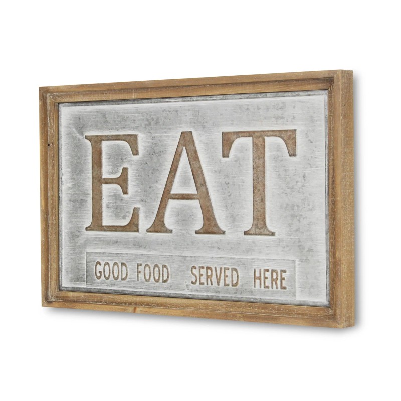 Homeroots 14" X 21" Gray and Brown Eat Wood and