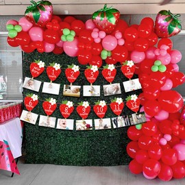 JeVenis Berry 1st Birthday Decoration Strawberry 12 Months Photo Banner Berry Sweet One Birthday Party Decorations Strawberry Birthday 1st Birthday Party Decor