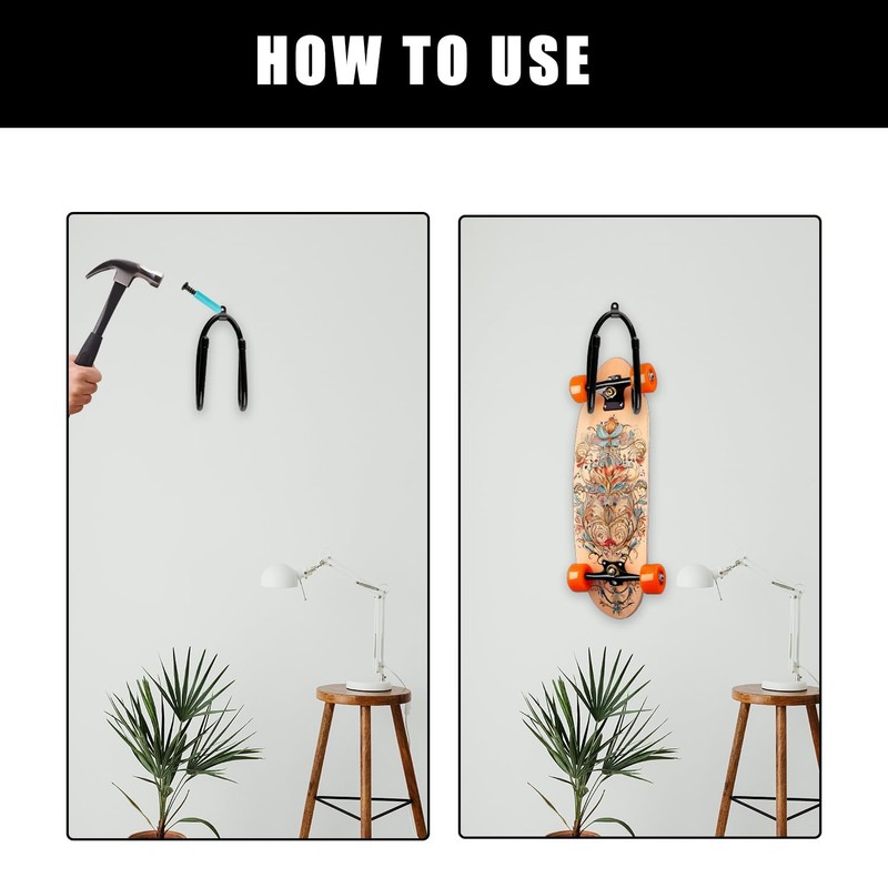 Bojueshaw Multi-Purpose Flexible Hook – Skateboard Wall Mount & Car