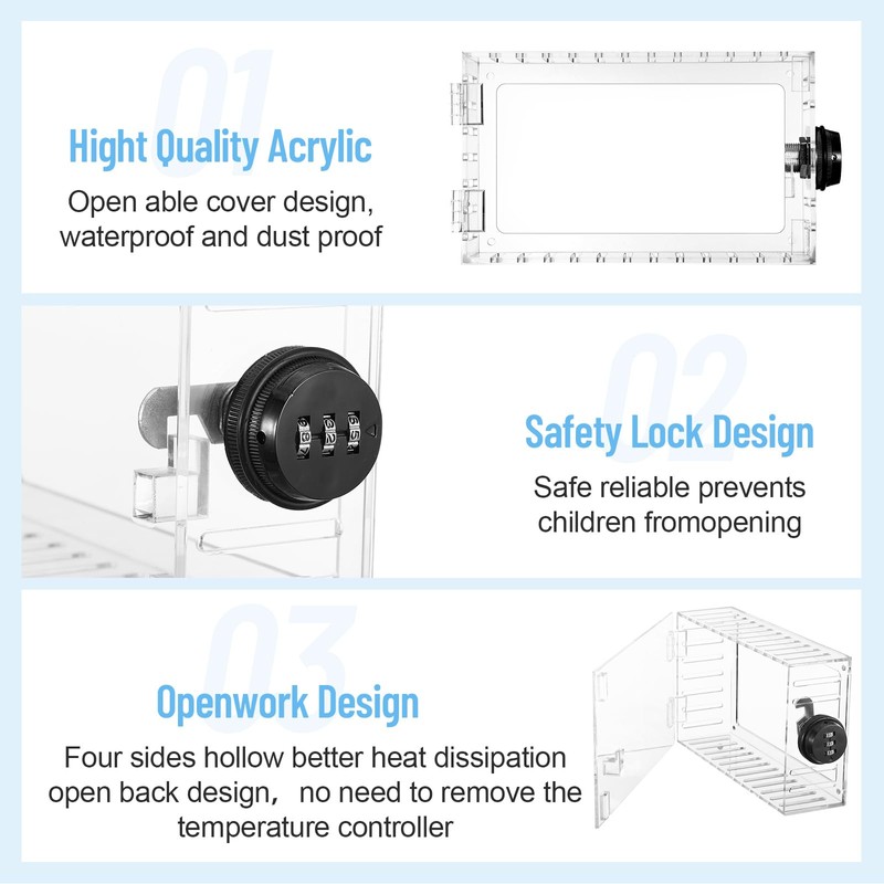 Tellegloww 4 Pcs Thermostat Lock Box with Combination Lock Large