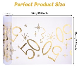 Hejo 50th Birthday Table Runner, 28 cm x 10 m, 50th Birthday Decoration, Wide Party Table Shiny Gold Decoration, 50 Gold Colour Decorative Fabric Banner for Men and Women