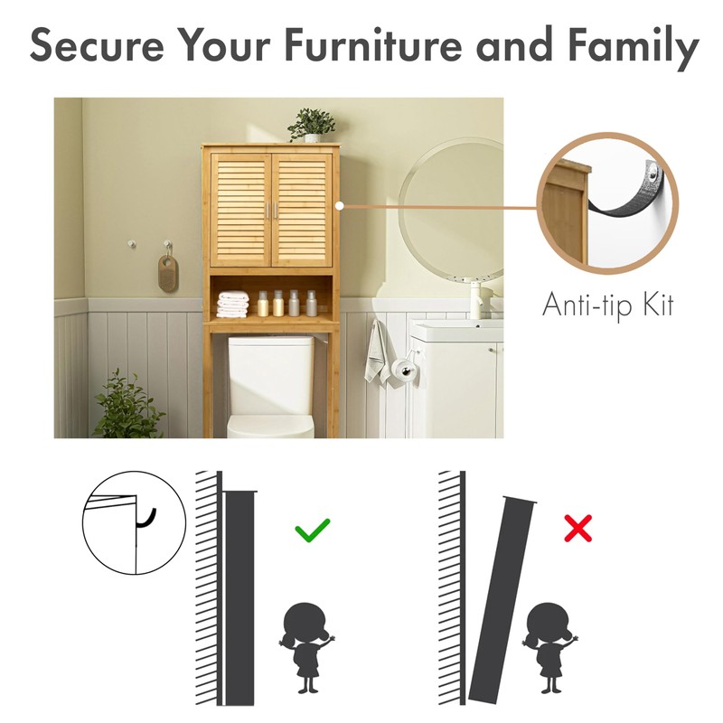 RoyalHouse Bamboo Over The Toilet Storage Cabinet with Bottom Shelf,