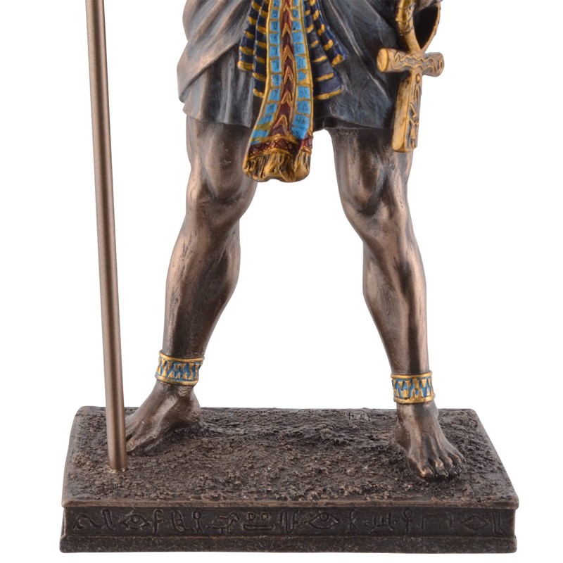 Egyptian God Amun-Re with Rod - Bronzed and Coloured by