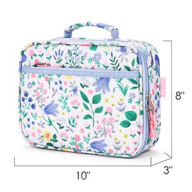 mibasies Kids Lunch Box for Girls Toddler, Insulated and Reusable Lunch Bag for School, Floral Sky Blue