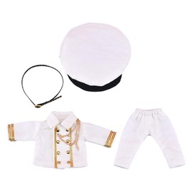 ISHR Obitsu 11 OB11 Size Costume, For 4.3 inches (11 cm) Body, Military Uniform, Short Hat, Nobility, Recovery Cosplay, Set of 4, 4 Colors (White)