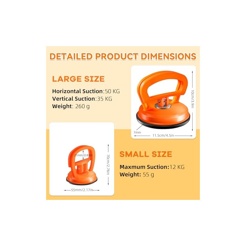 DEZEU 3-Pack Car Dent Puller Kit - Strong Suction for