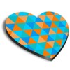 1 x Heart MDF Magnets - Blue Orange Triangle Pattern