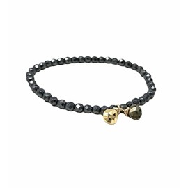 Hematite Beaded Bracelet with Gold Pyrite Stones in Gold, Rose Gold, or Sterling Silver