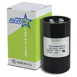 108-130 uF x 220/250 VAC - Packard PTMJ108 Start Capacitor - BMI Replacement # 092A108B250BD4A - Made in The USA