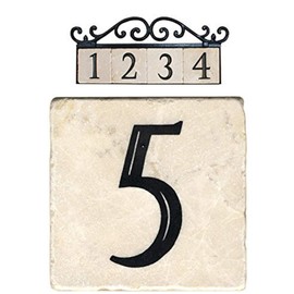 NACH Marble Tile House Numbers for Outside, House Number Sign, House Address Plaque for Outside, Marble Tile Address Numbers for Address Sign and House Number Plaque for Outside, #5, 4" x 4" AZ-CLASSIC-5