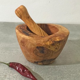 Mortar and Pestle Olive Wood LARGE/Wooden Mortar Set, rustic, handmade
