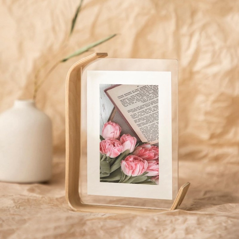 Elqater 8 Inch DIY Acrylic Wooden Photo Frame Herbarium Display