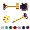 WGXIA Purple Crystal Flat Back Stud Earrings for Women Natural